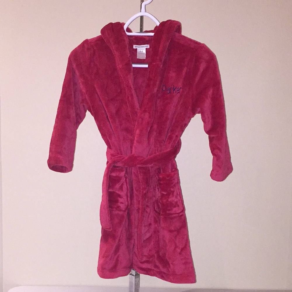 Pottery Barn Kids Robe Housecoat Children's Monogrammed Parker Size 4-6 Red